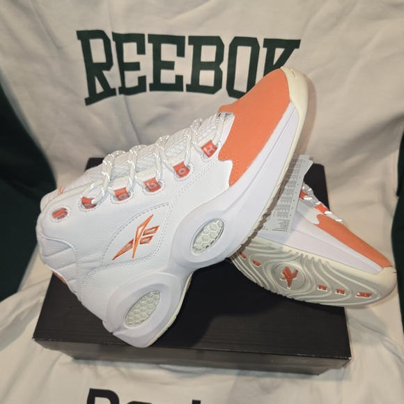 SOLD!!! Size 11.5 - Mens Reebok Allen Iverson Question Mid Orange Toe - Picture 4 of 9